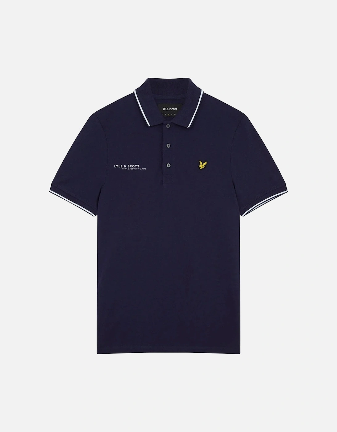 Lyle & Scott Navy Blue Co-ordinate Print Logo Short Sleeved Polo Shirt, 7 of 6