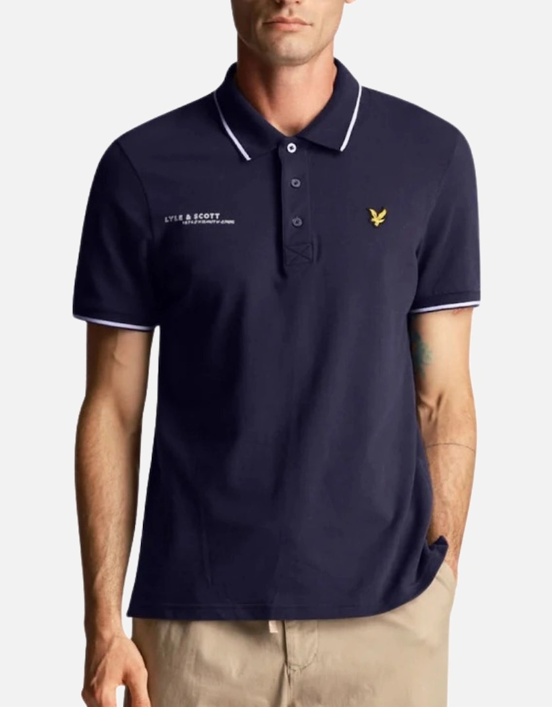 Lyle & Scott Navy Blue Co-ordinate Print Logo Short Sleeved Polo Shirt