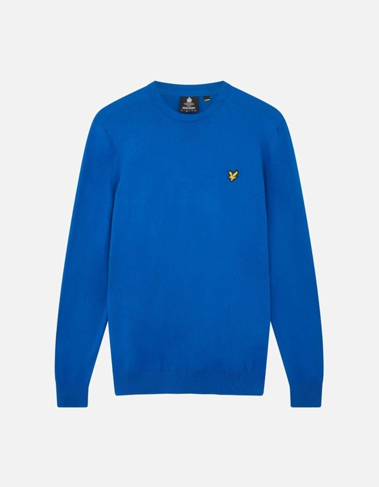 Lyle & Scott Cotton Merino Crew Neck Jumper Bright Blue Sweater