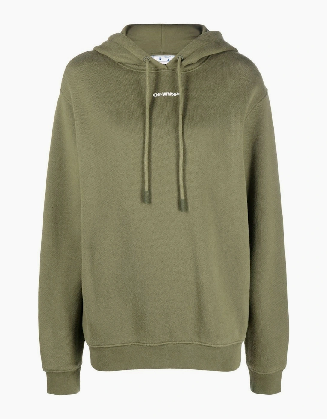 Off-White Women's Flock Chine Flower Arrow Military Green Hoodie | Size: Small