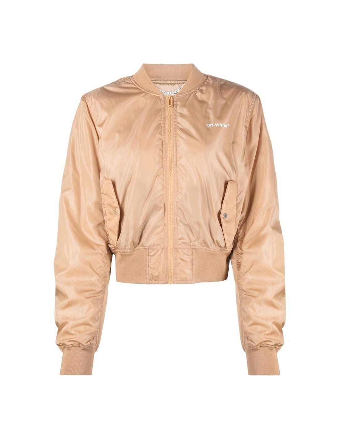 Women's Off-White Diag Light Brown Bomber Jacket - Tan - Size: 6