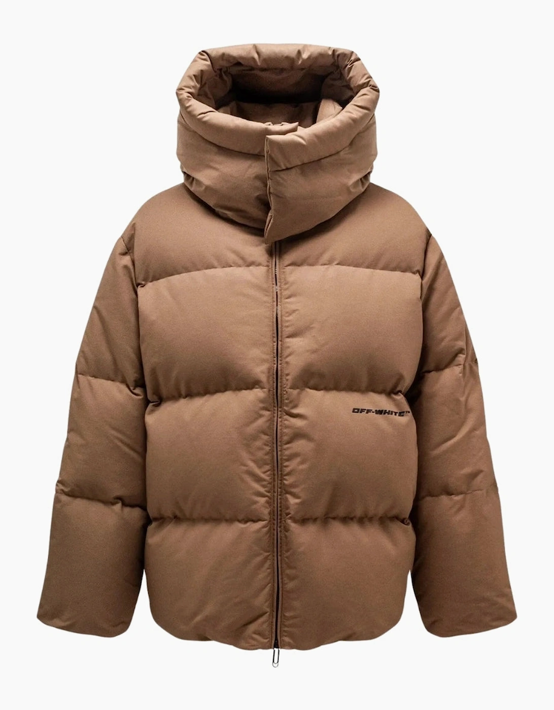 Men's Off-White OW Race Canvas Camel Beige Puffer Down Jacket - Brown - Size: Regular/36