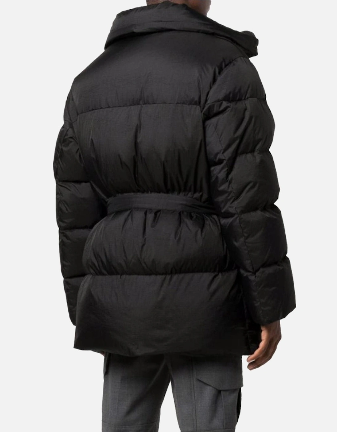 Tuc Detail Puffer Black Down Jacket