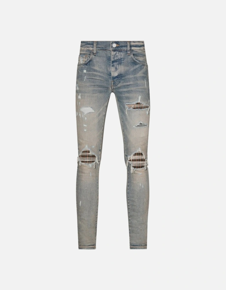 MX1 Neon Plaid Clay Indigo Blue Jeans