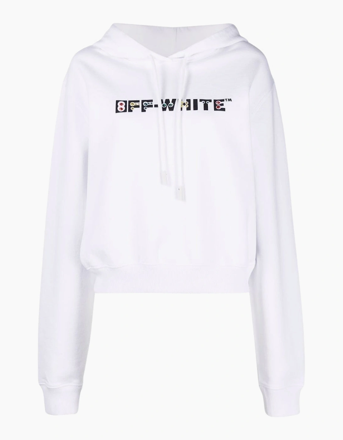 Off-White Women's White Off- Geometric Logo Cropped Hoodie - Size: 6