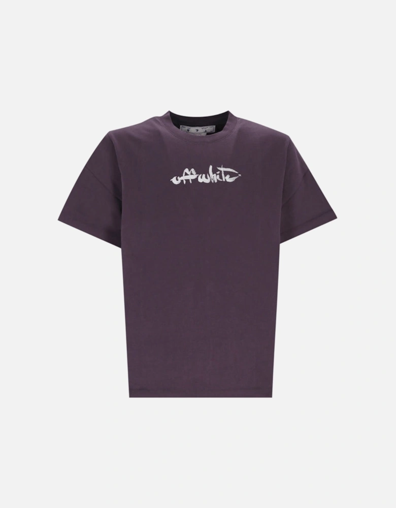 Paint Arrow Logo Oversized Fit Purple T-Shirt