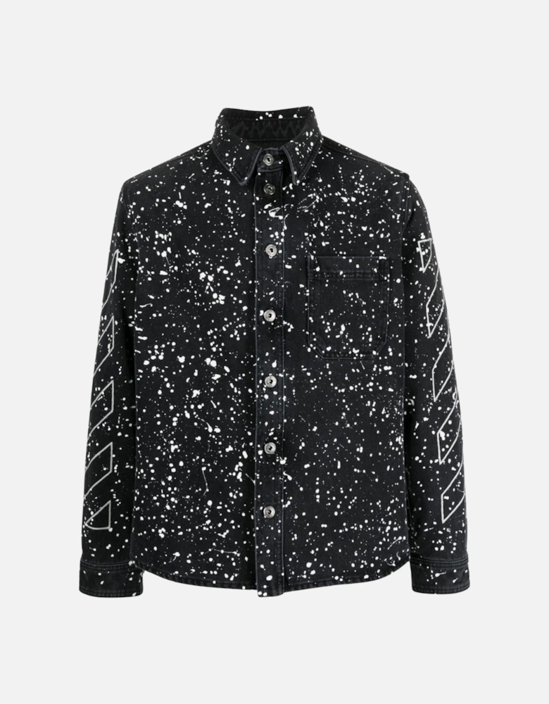 Diag Outline Design Denim Shirt Black