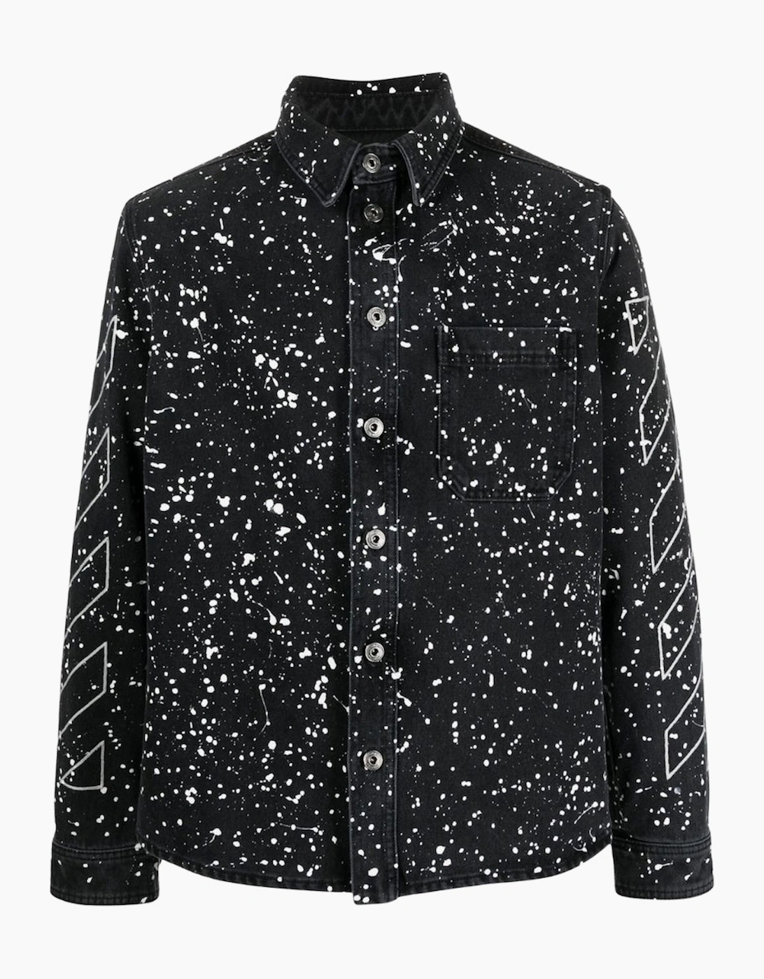 Men's Off-White Diag Outline Design Denim Shirt Black - Size: 38/Regular