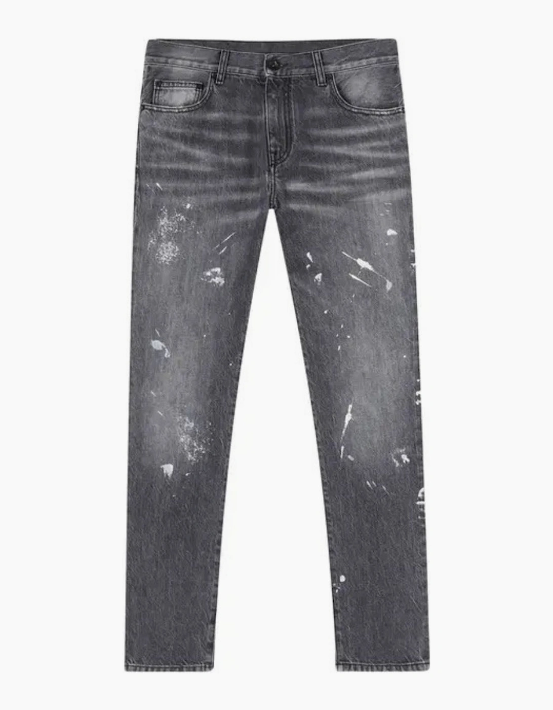 Men's Off-White Diag Outline Paint Vintage Grey Jeans - Black - Size: 33/32