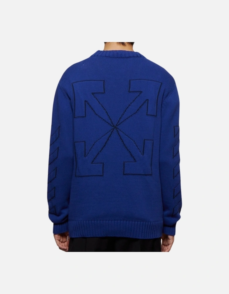 Diag Outline Peacock Blue Knit Jumper