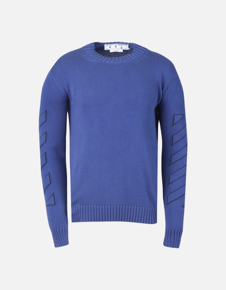 Diag Outline Peacock Blue Knit Jumper