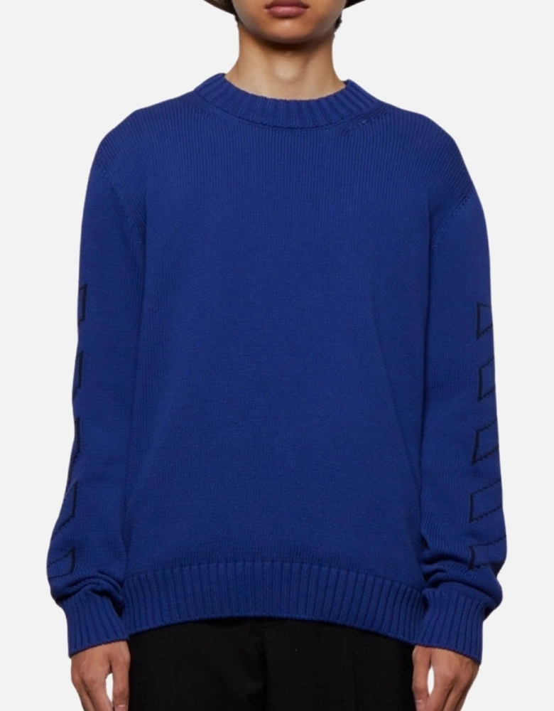 Diag Outline Peacock Blue Knit Jumper