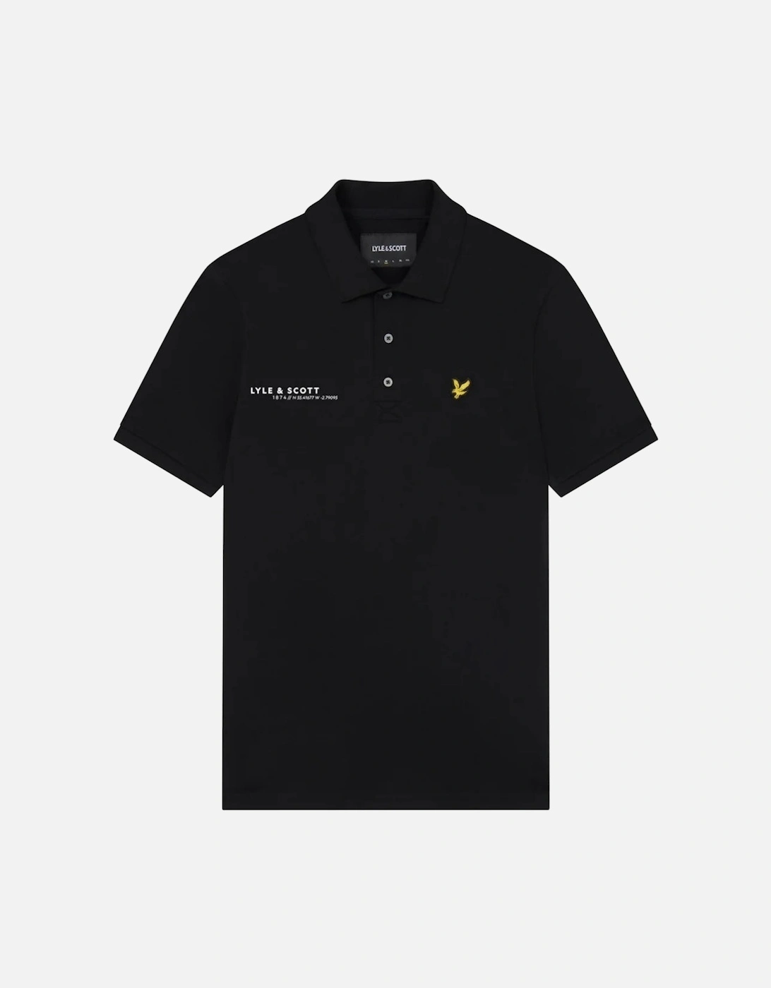 Lyle & Scott Black Co-ordinate Print Logo Short Sleeved Polo Shirt, 4 of 3