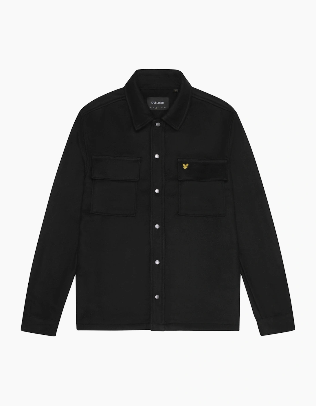 Men's Lyle & Scott Plain Jet Black Overshirt Jacket - Size: 44/Regular
