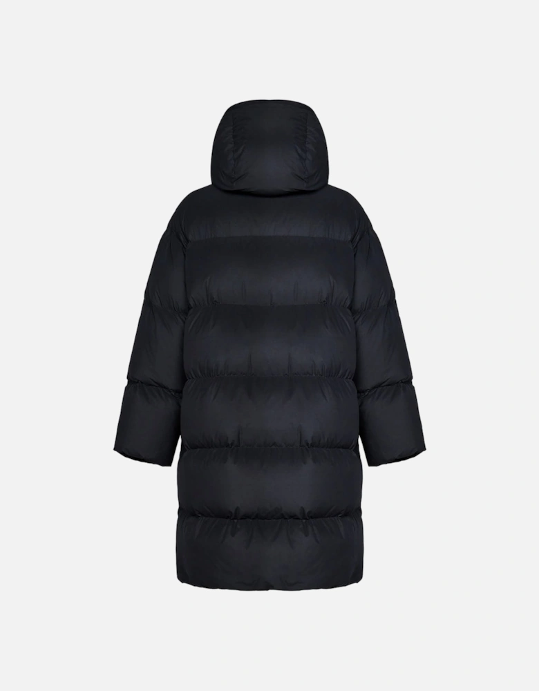 Bounce Hooded Black Long Puffer Jacket