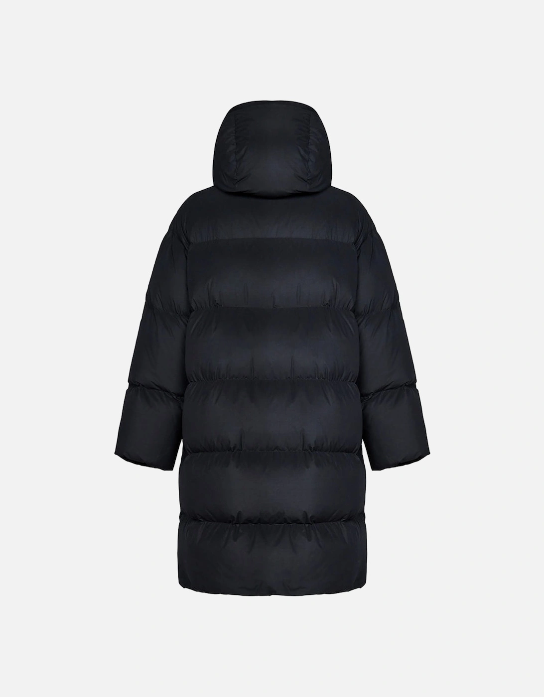 Bounce Hooded Black Long Puffer Jacket