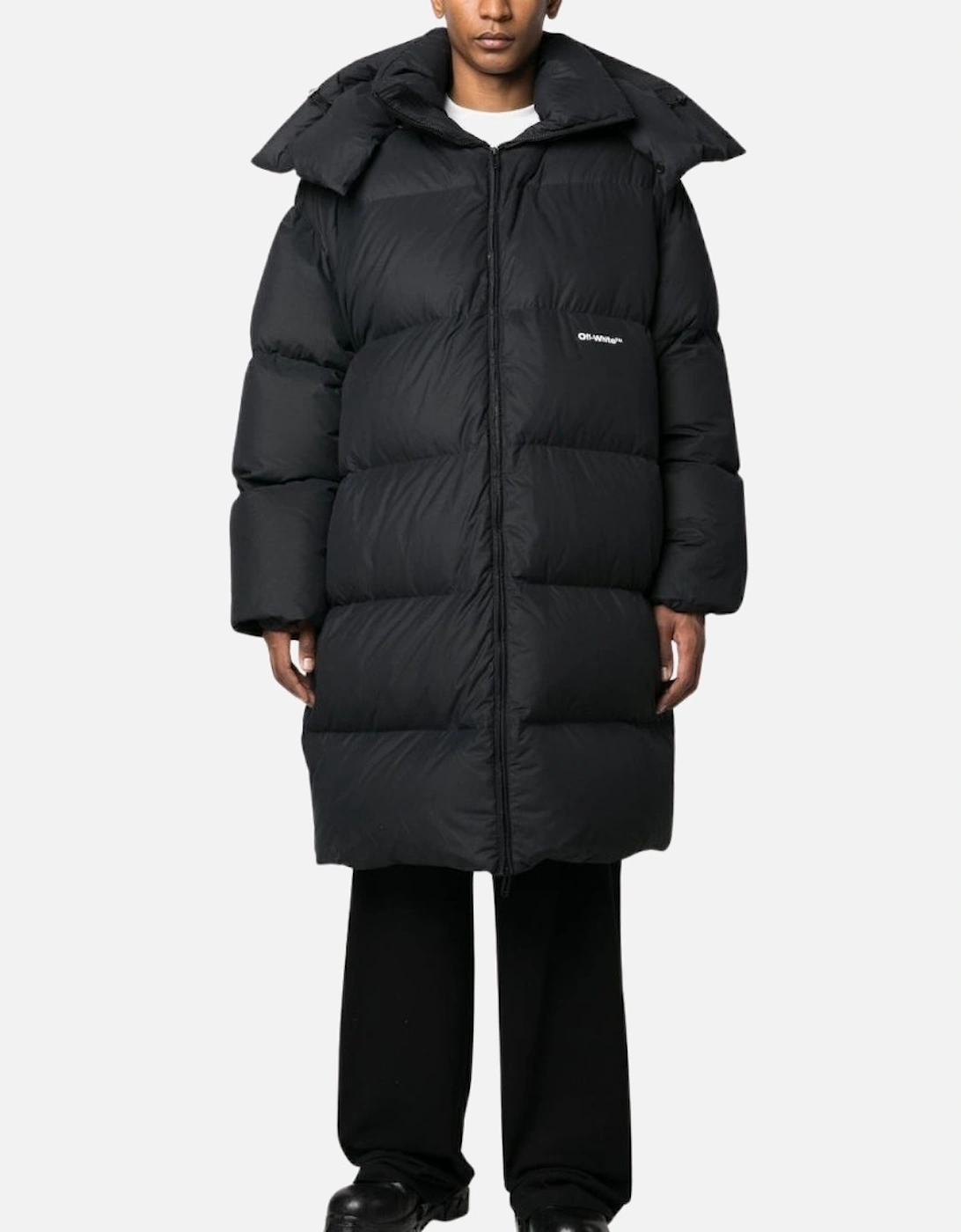 Bounce Hooded Black Long Puffer Jacket