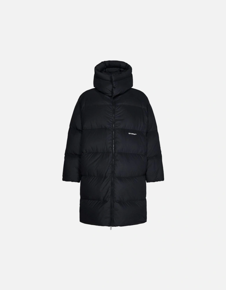 Bounce Hooded Black Long Puffer Jacket