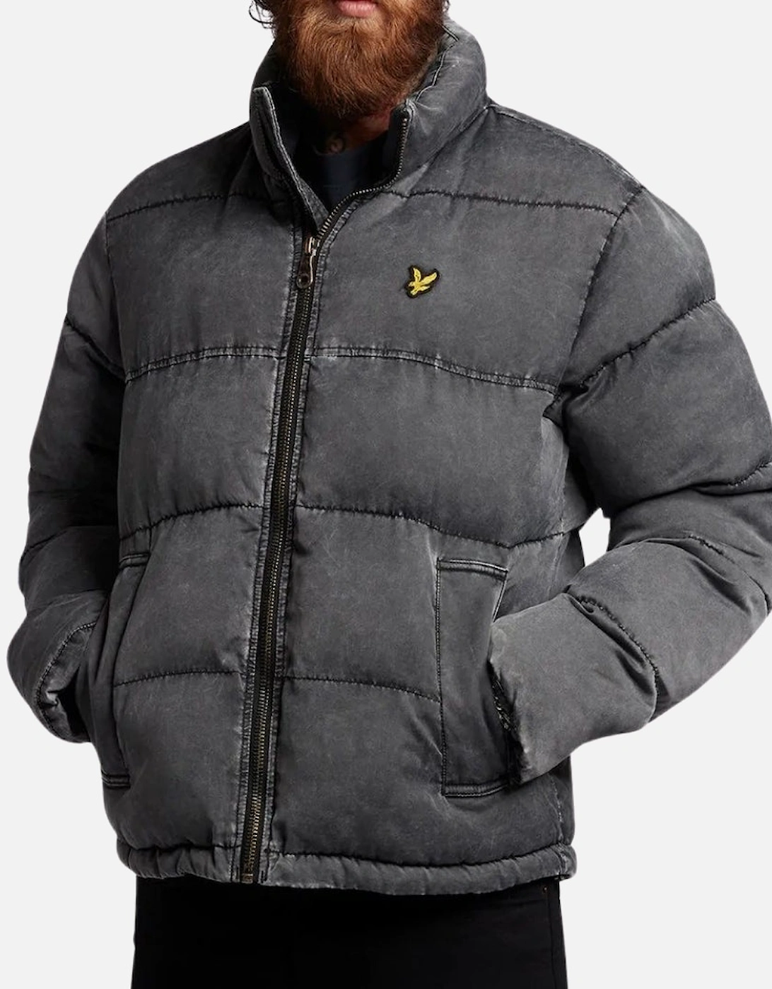 Lyle & Scott Faded Black Funnelled Puffer Jacket