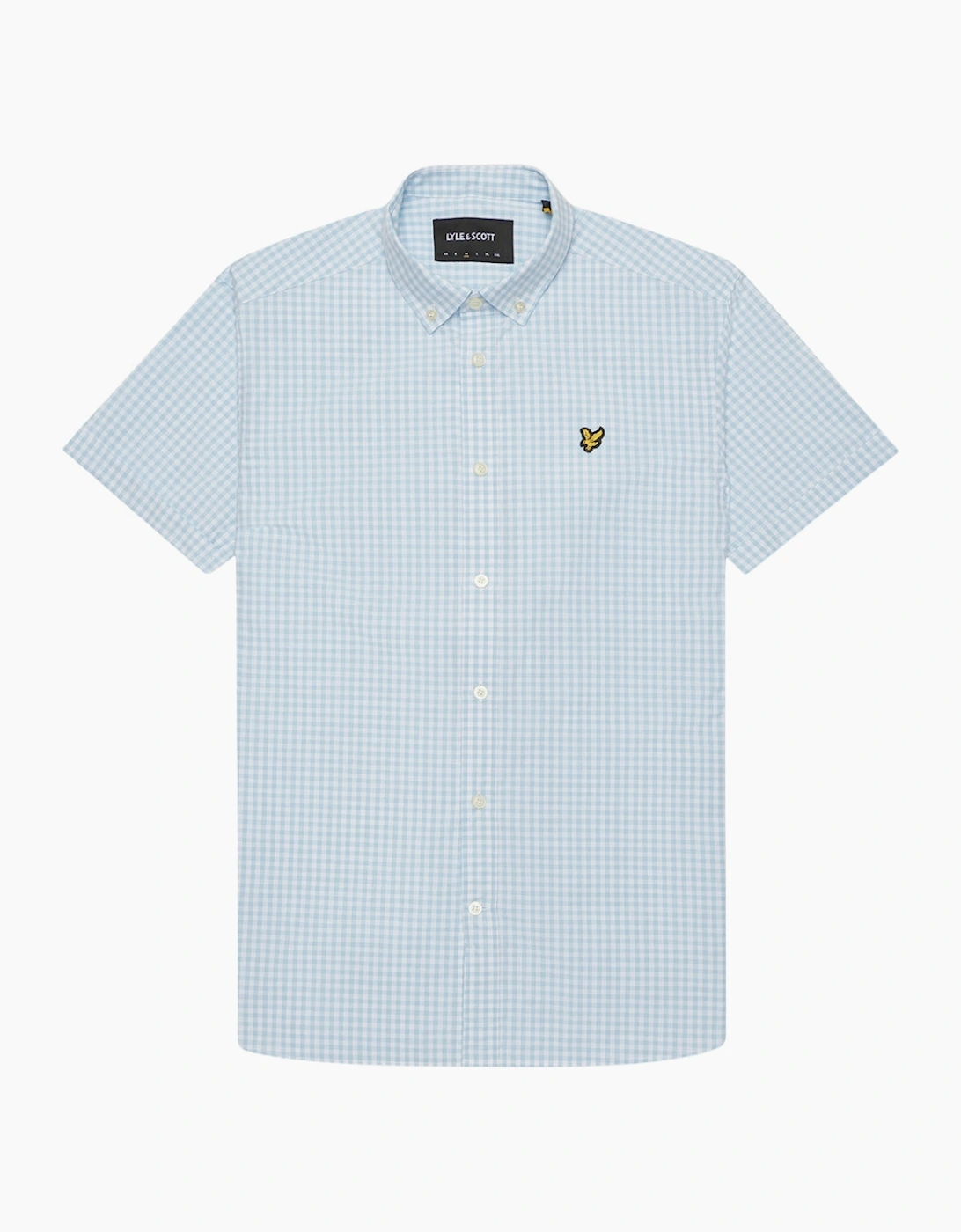 Men's Lyle & Scott Short Sleeve Blue Gringham Shirt - Size: 40/Regular