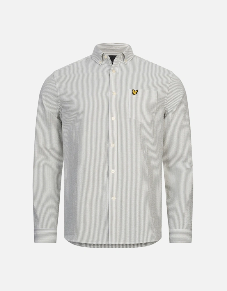 Lyle & Scott Long Sleeve Seersucker Strike White Shirt