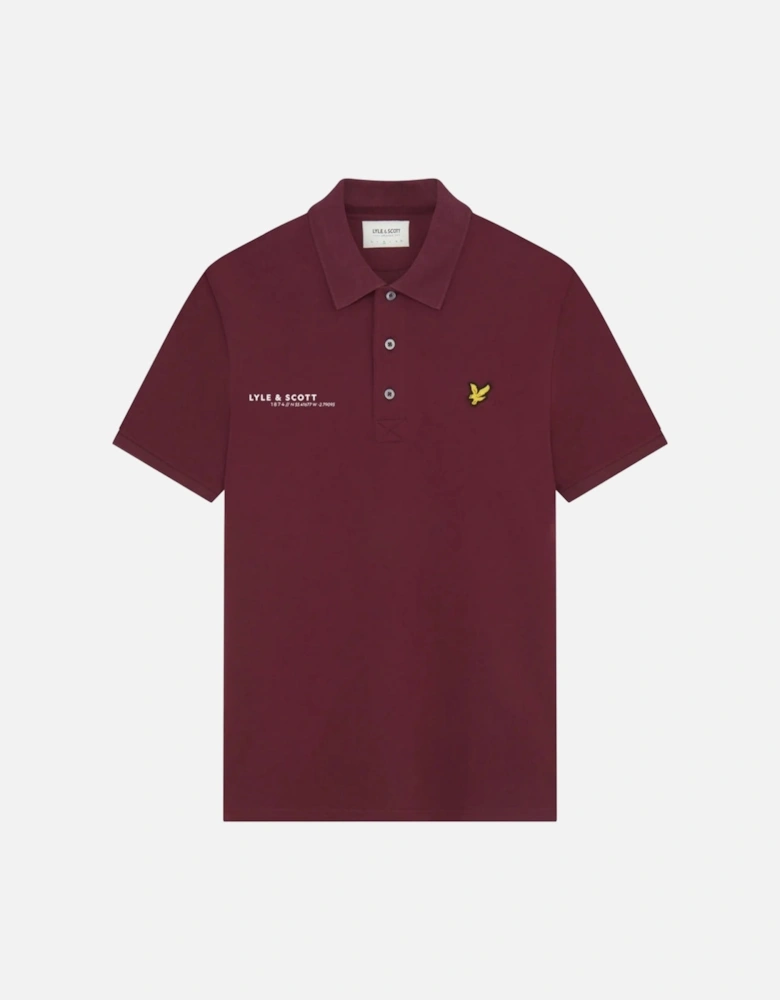 Lyle & Scott Burgundy Co-ordinate Print Logo Short Sleeved Polo Shirt