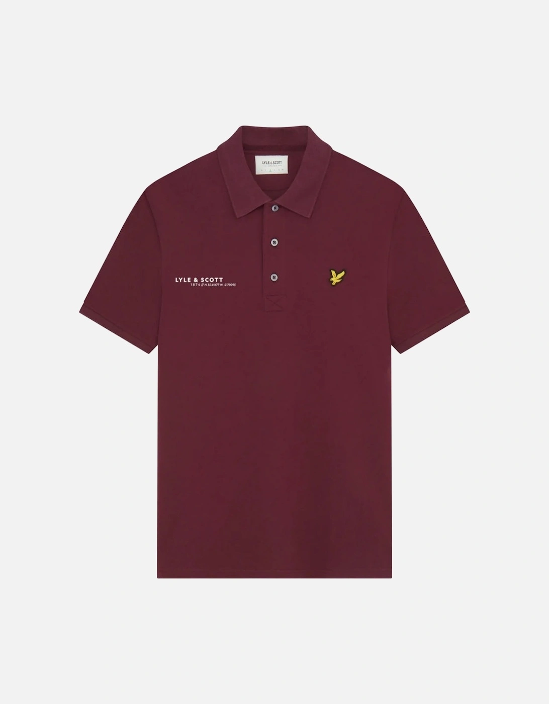 Lyle & Scott Burgundy Co-ordinate Print Logo Short Sleeved Polo Shirt, 4 of 3