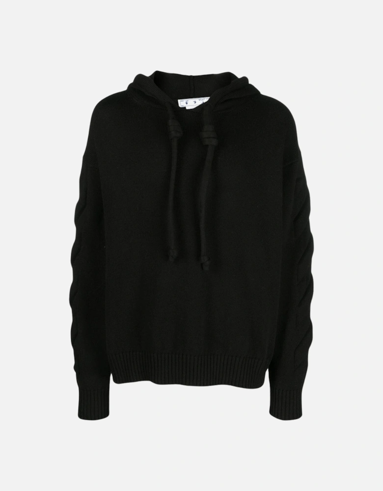 3D Diag Knit Black Hoodie