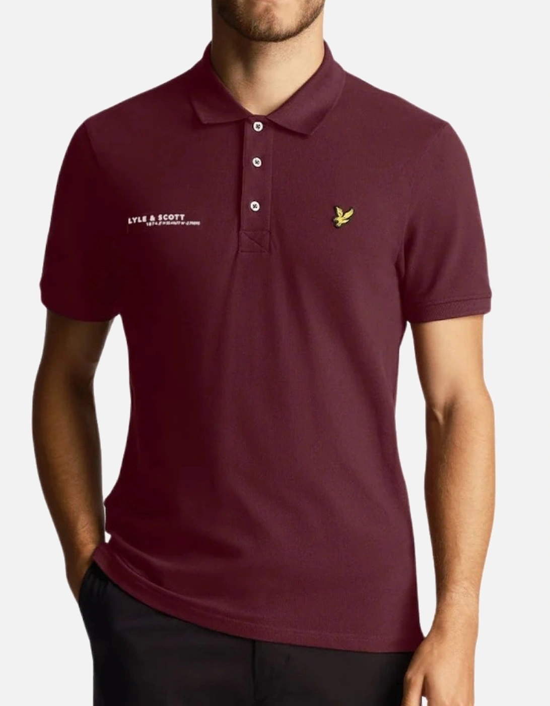 Lyle & Scott Burgundy Co-ordinate Print Logo Short Sleeved Polo Shirt