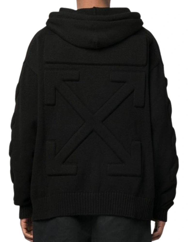 3D Diag Knit Black Hoodie