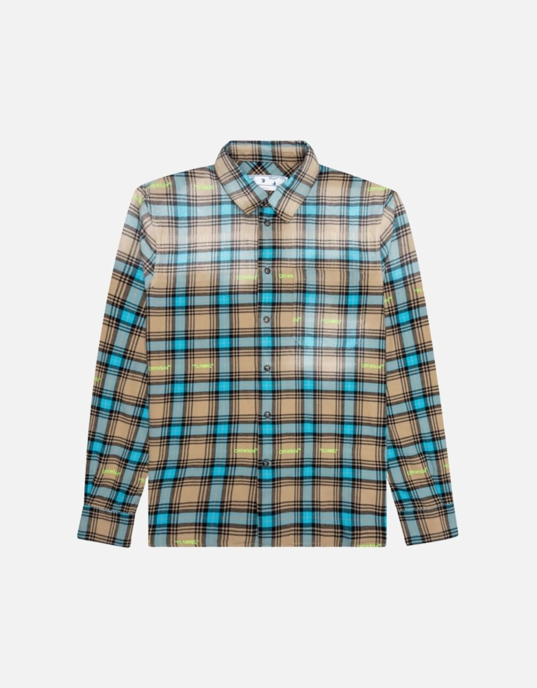 Helvetica Pattern Camel Beige Flannel Shirt