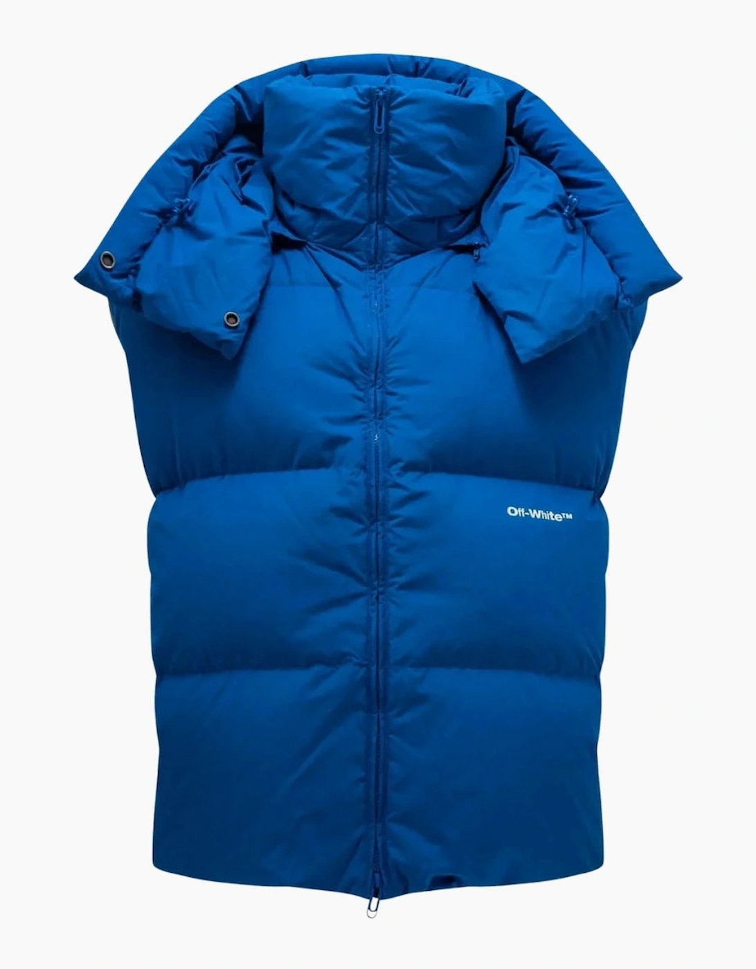 Men's Off-White Bouce Hooded Gilet Peacock Blue Down Jacket - Size: 42/Regular