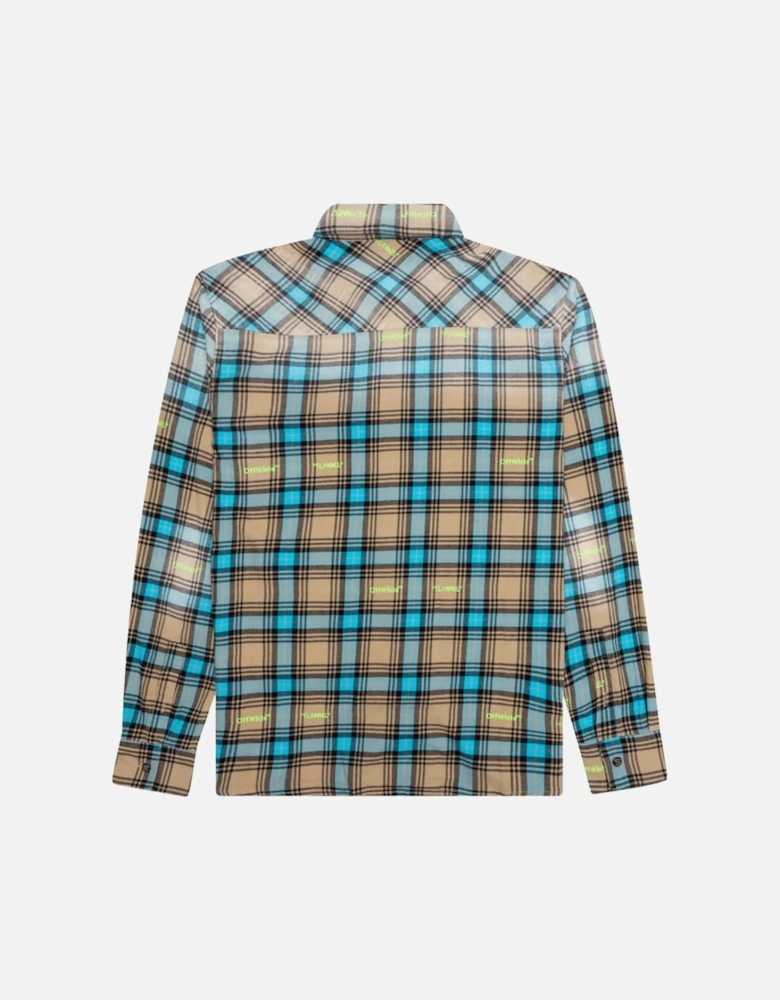 Helvetica Pattern Camel Beige Flannel Shirt