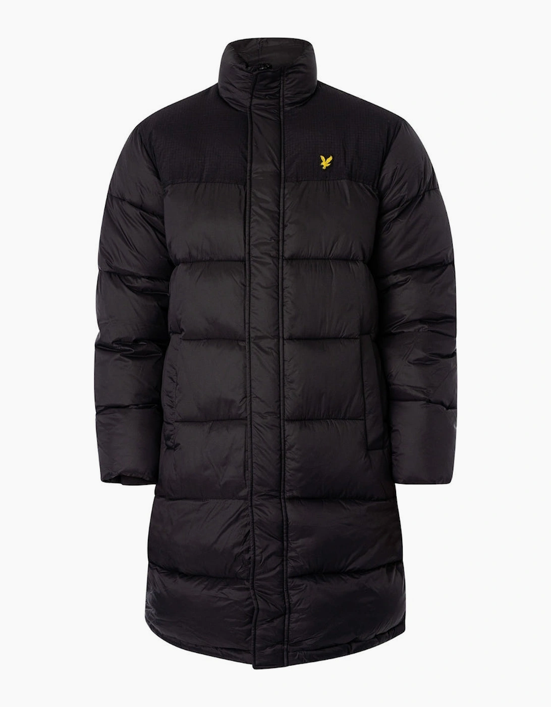 Men's Lyle & Scott Long Wadded Puffer Black Jacket - Size: 40/Regular