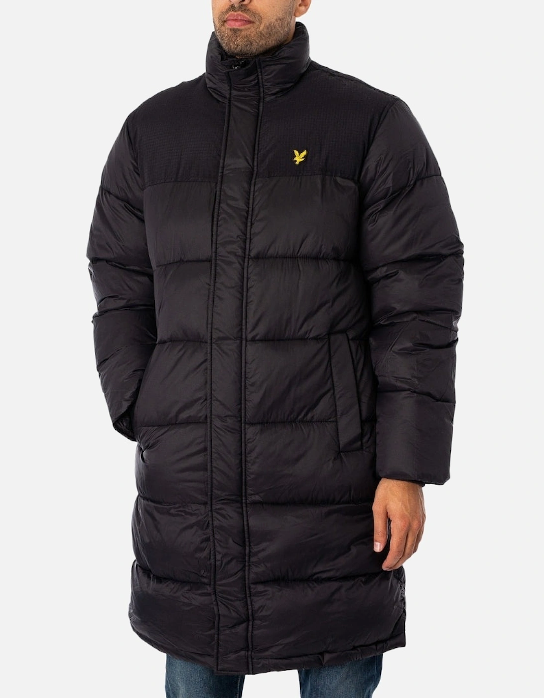 Lyle & Scott Long Wadded Puffer Black Jacket