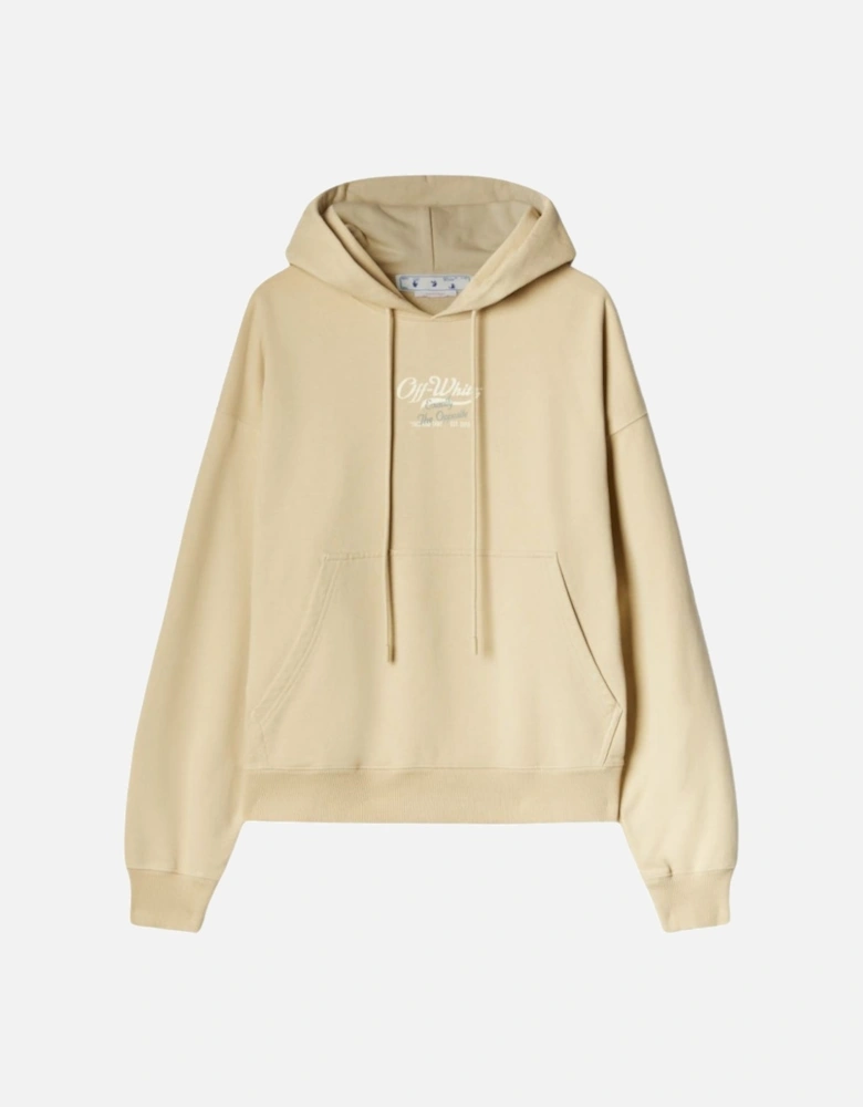 Script Logo Opposite Over Skate Fit Beige Hoodie