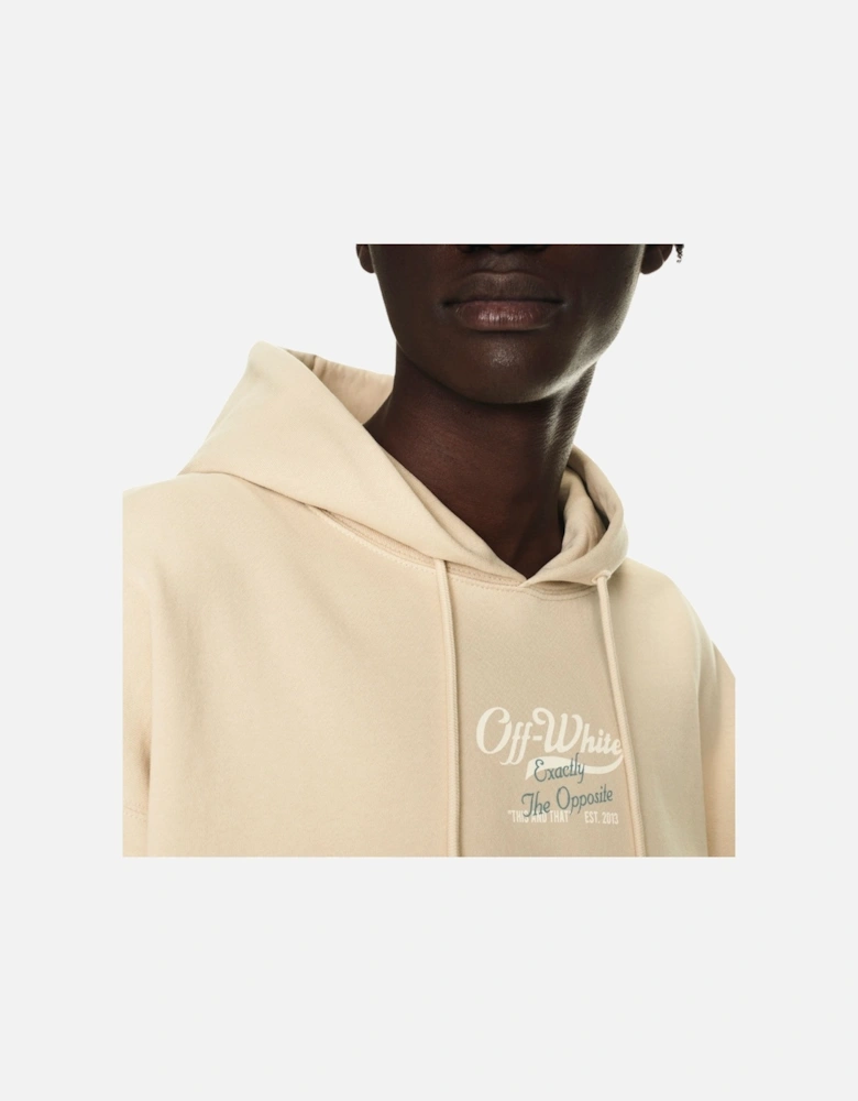 Script Logo Opposite Over Skate Fit Beige Hoodie