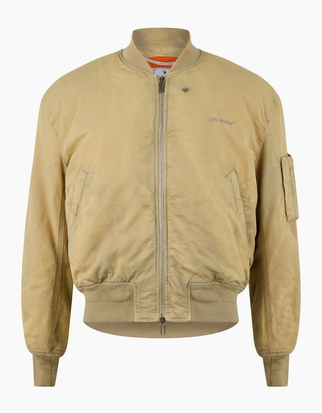Men's Off-White Diag Tab Vintage Beige Bomber Jacket - Tan - Size: 38/Regular