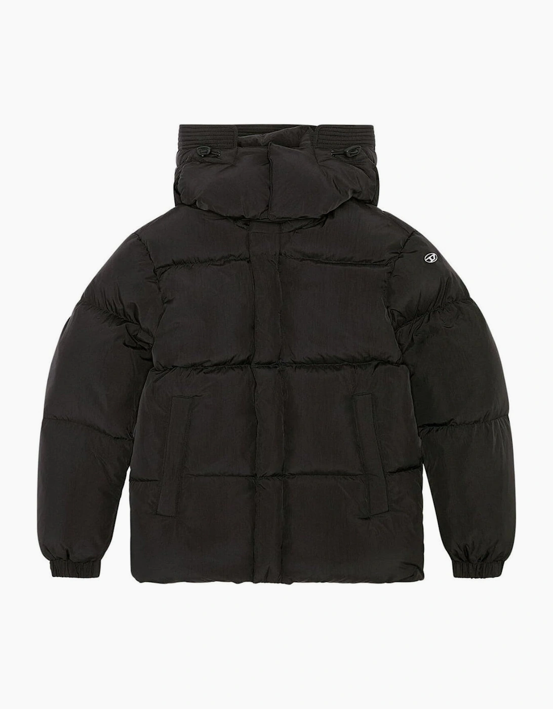 Diesel Men's Black Plain Padded Hooded Jacket - : 40/Regular L
