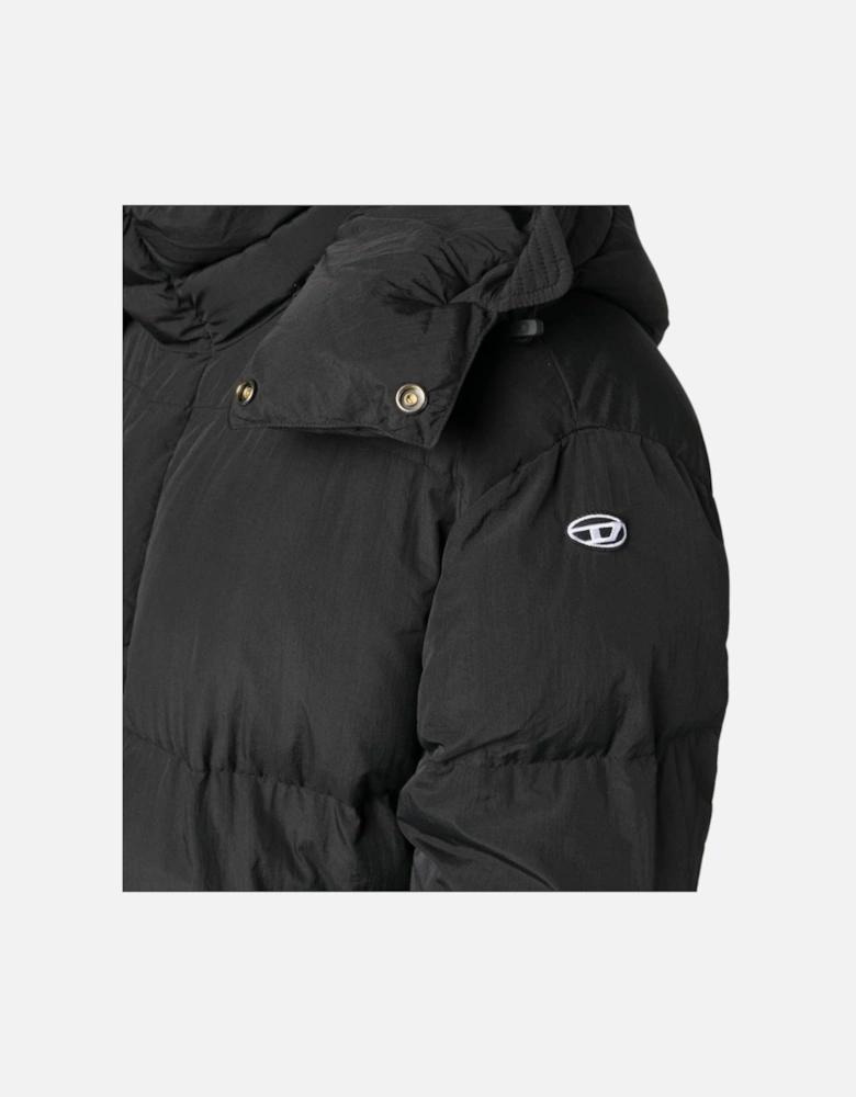 Plain Padded Hooded Black Jacket