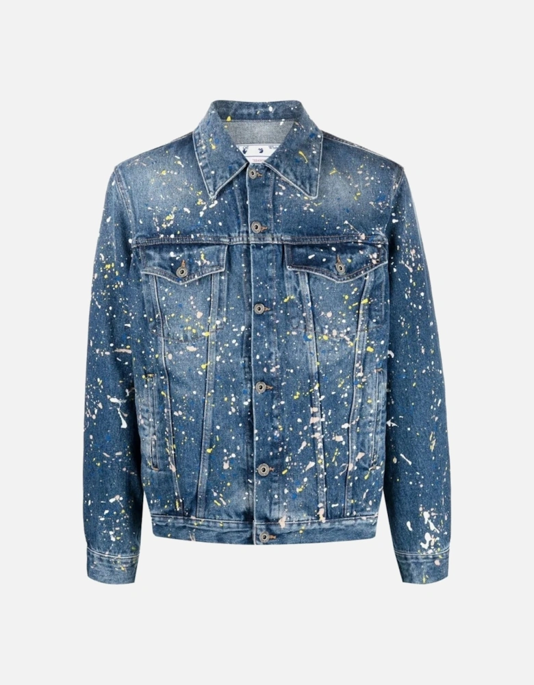 Paint Splatter Skate Fit Blue Denim Jacket