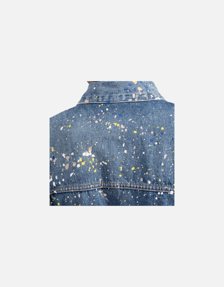 Paint Splatter Skate Fit Blue Denim Jacket