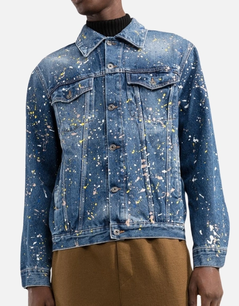 Paint Splatter Skate Fit Blue Denim Jacket