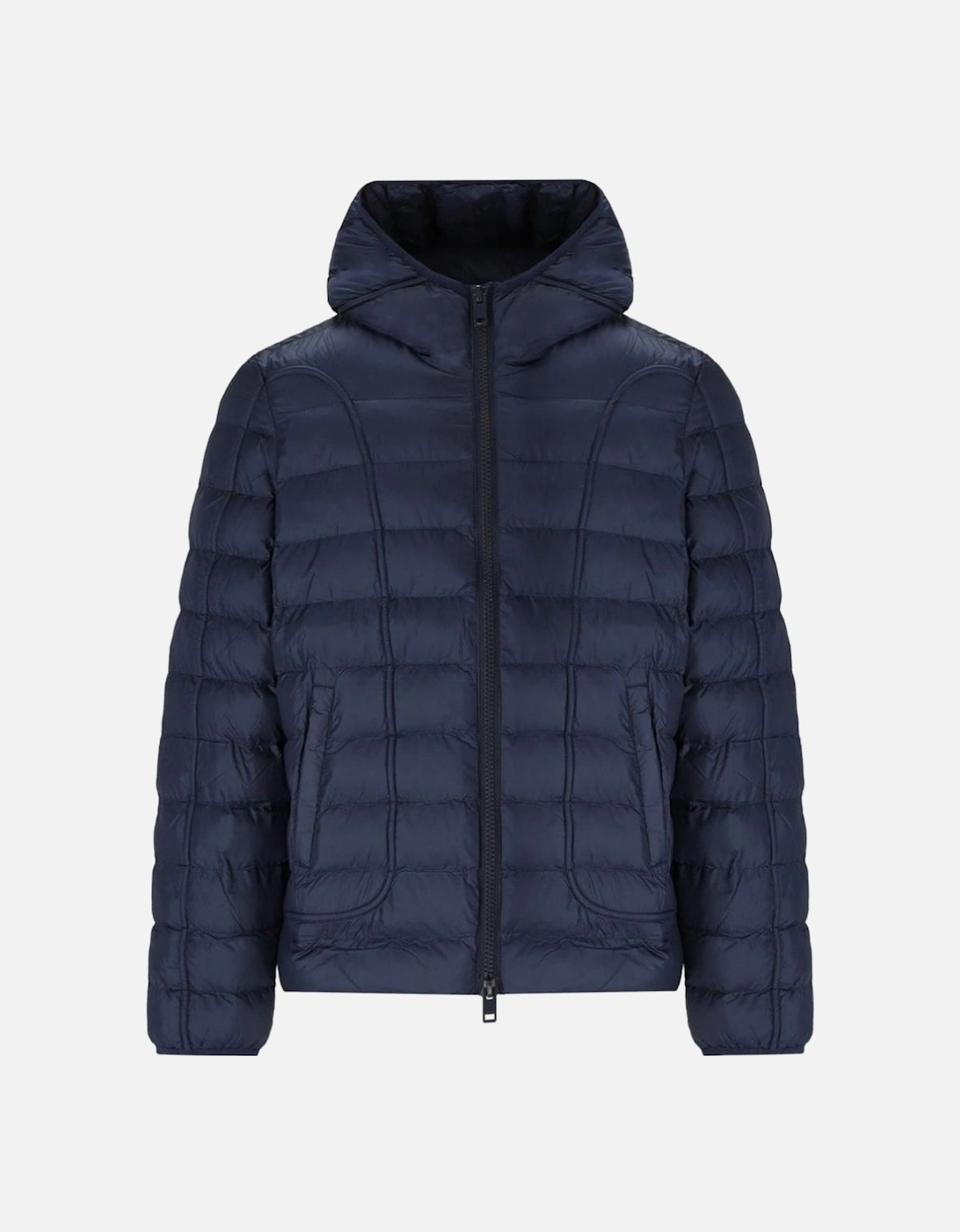 Plain Navy Blue Padded Hooded Jacket, 3 of 2