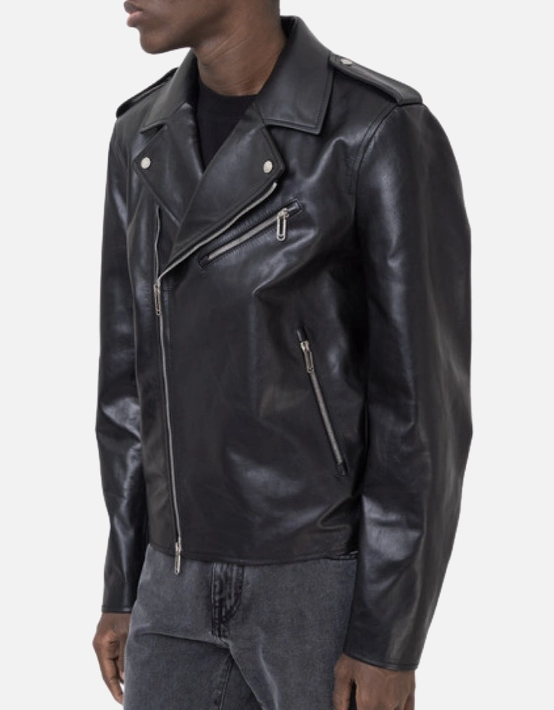 Diag Tab Biker Leather Jacket