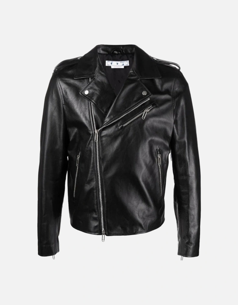 Diag Tab Biker Leather Jacket