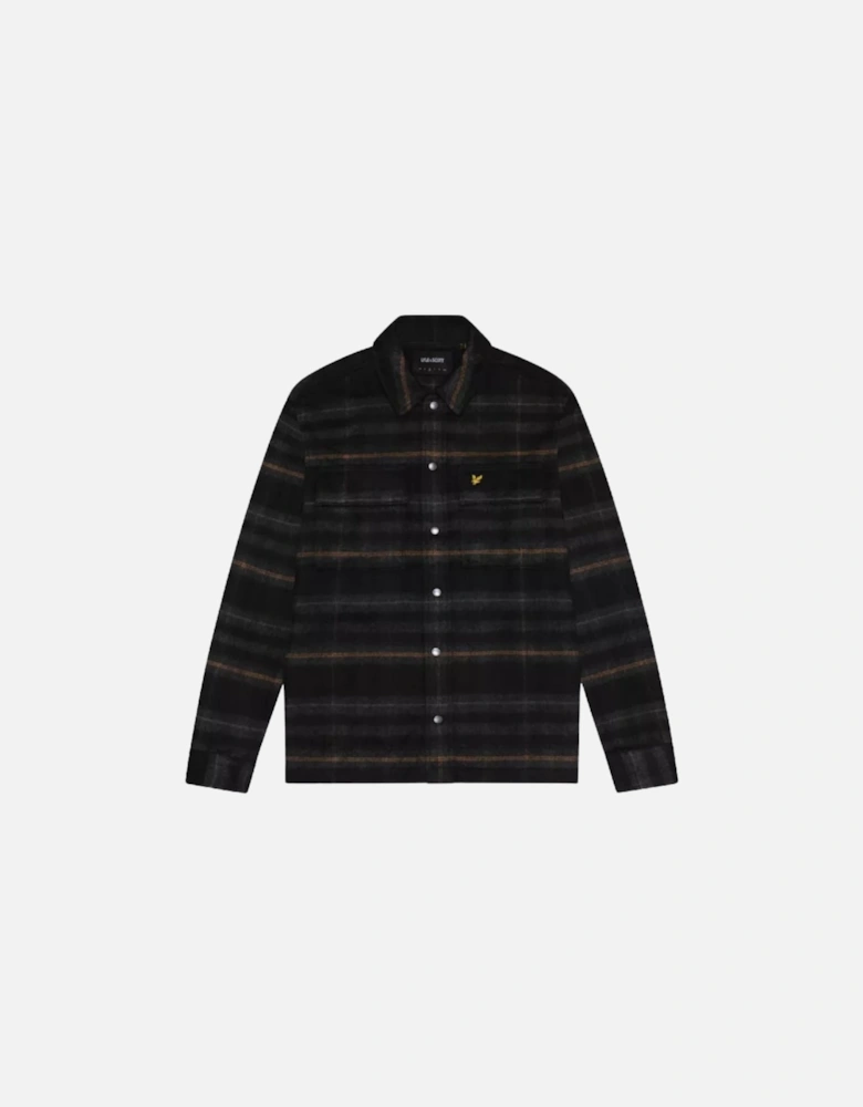 Lyle & Scott Brushed Tartan Jet Black Overshirt Jacket