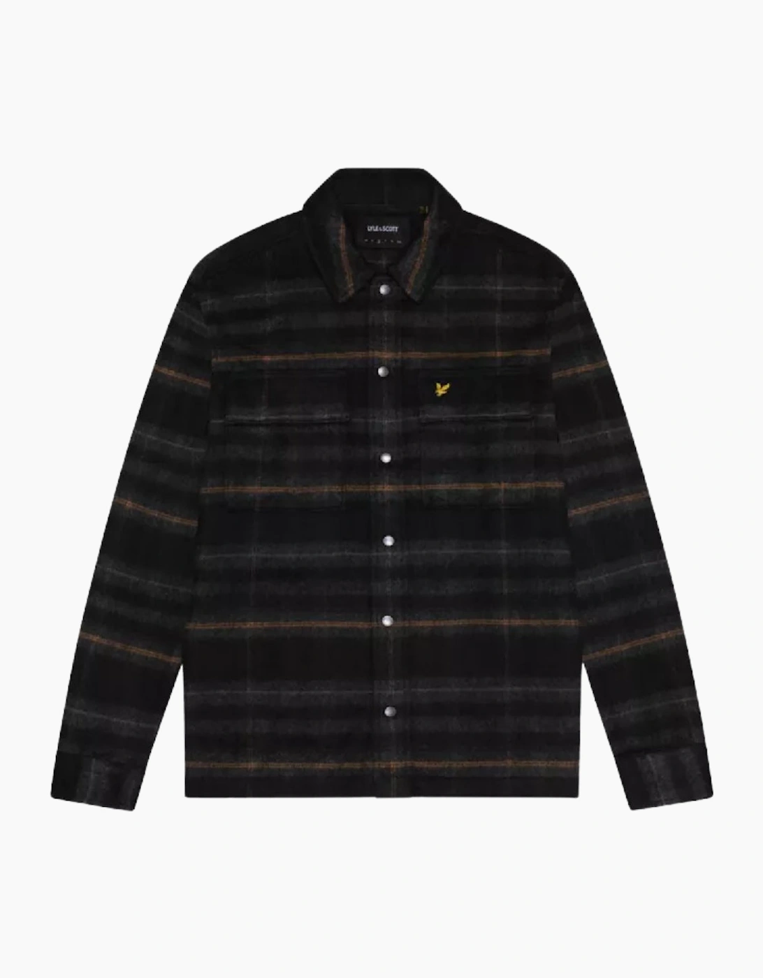 Men's Lyle & Scott Brushed Tartan Jet Black Overshirt Jacket - Size: 44/Regular