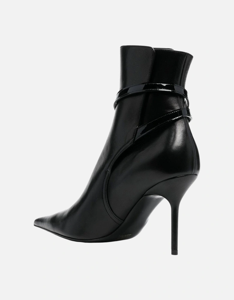 Nappa Calf Zip Tie Black Ankle Boots