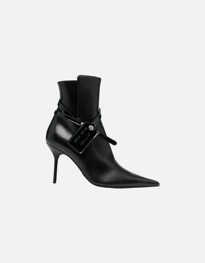 Nappa Calf Zip Tie Black Ankle Boots